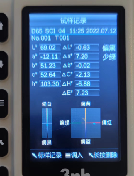 色差仪Labche值显示